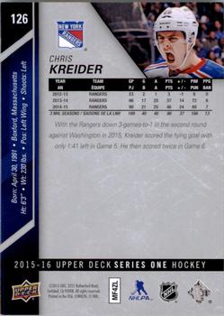 2015-16 Upper Deck #126 Chris Kreider Back