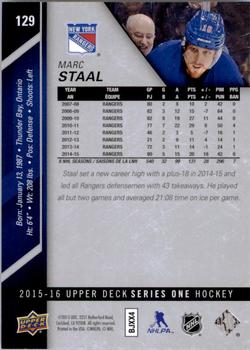 2015-16 Upper Deck #129 Marc Staal Back