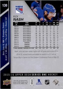 2015-16 Upper Deck #130 Rick Nash Back