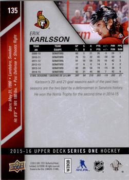 2015-16 Upper Deck #135 Erik Karlsson Back