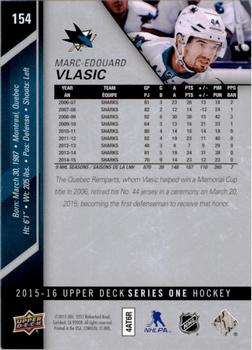 2015-16 Upper Deck #154 Marc-Edouard Vlasic Back