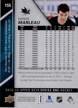 2015-16 Upper Deck #155 Patrick Marleau Back