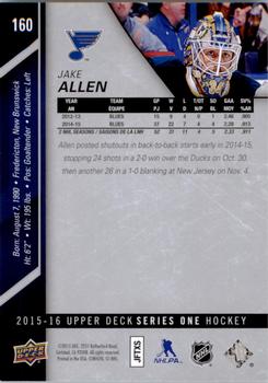 2015-16 Upper Deck #160 Jake Allen Back