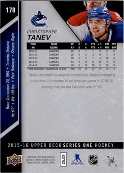 2015-16 Upper Deck #178 Chris Tanev Back