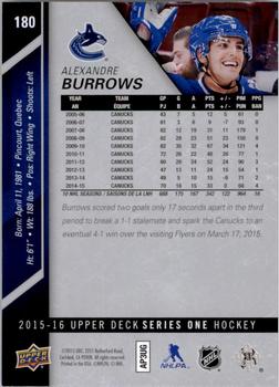 2015-16 Upper Deck #180 Alexandre Burrows Back