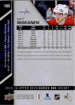 2015-16 Upper Deck #189 Matt Niskanen Back