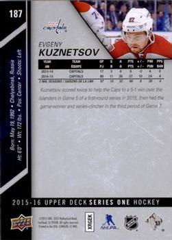 2015-16 Upper Deck #187 Evgeny Kuznetsov Back