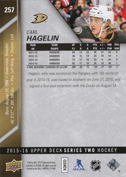 2015-16 Upper Deck #257 Carl Hagelin Back