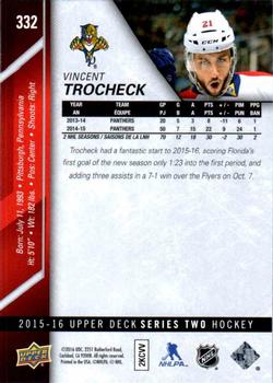 2015-16 Upper Deck #332 Vincent Trocheck Back