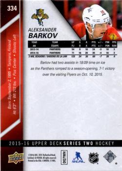 2015-16 Upper Deck #334 Aleksander Barkov Back