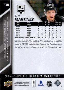 2015-16 Upper Deck #340 Alec Martinez Back