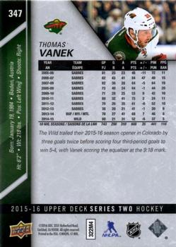 2015-16 Upper Deck #347 Thomas Vanek Back