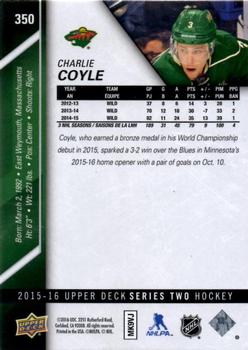 2015-16 Upper Deck #350 Charlie Coyle Back