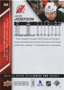 2015-16 Upper Deck #366 Jacob Josefson Back
