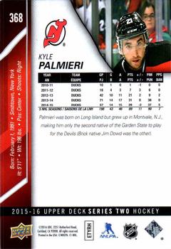 2015-16 Upper Deck #368 Kyle Palmieri Back