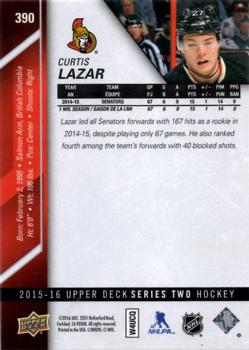 2015-16 Upper Deck #390 Curtis Lazar Back