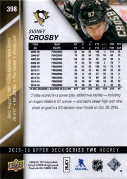 2015-16 Upper Deck #398 Sidney Crosby Back