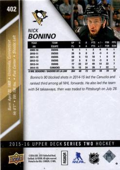 2015-16 Upper Deck #402 Nick Bonino Back