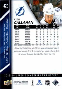 2015-16 Upper Deck #420 Ryan Callahan Back