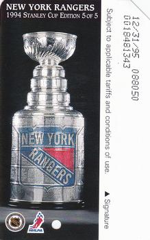 1994 MTA MetroCard Stanley Cup Edition #5 New York Rangers Front