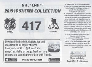 2015-16 Panini Stickers #417 Winnipeg Jets Logo Back