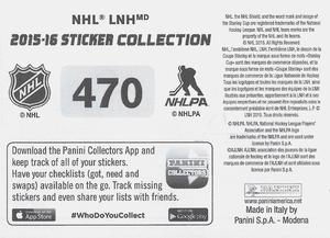 2015-16 Panini Stickers #470 Blackhawks vs. Wild Stanley Cup Playoffs Back