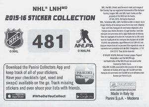 2015-16 Panini Stickers #481 Game 2 Stanley Cup Final Back