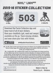 2015-16 Panini Stickers #503 Kevin Fiala Back