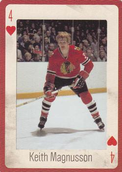2005 Hockey Legends Chicago Blackhawks Playing Cards #4♥ Keith Magnuson Front