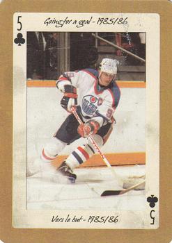 2005 Hockey Legends Wayne Gretzky Playing Cards #5♣ Going for a goal - 1985/86 Front