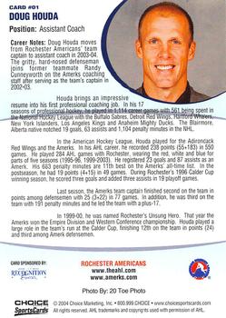 2003-04 Choice Rochester Americans (AHL) #1 Doug Houda  Back