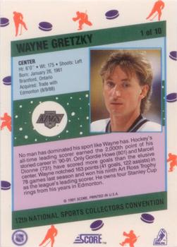 1991 Score 12th National Sports Collectors Convention #1 Wayne Gretzky Back