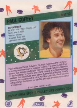1991 Score 12th National Sports Collectors Convention #9 Paul Coffey Back