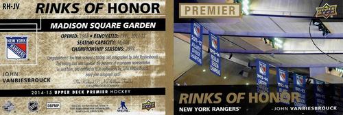 2014-15 Upper Deck Premier - Rinks Of Honor #RH-JV John Vanbiesbrouck Back