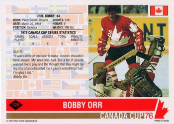 1992 Future Trends '76 Canada Cup - Autographs #126 Bobby Orr Back