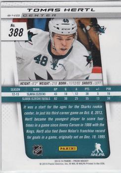 2013-14 Panini Rookie Anthology - 2013-14 Panini Prizm Update #388 Tomas Hertl Back