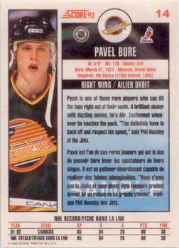 1992-93 Score Canadian - Samples #14 Pavel Bure Back
