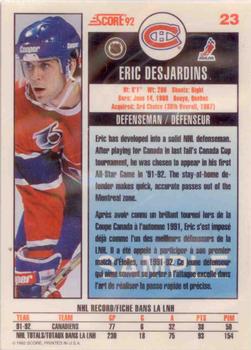 1992-93 Score Canadian - Samples #23 Eric Desjardins Back