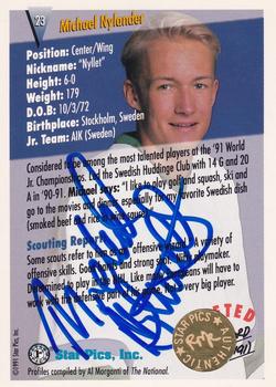1991 Star Pics - Autographed #23 Michael Nylander Back