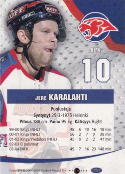 2004-05 Cardset Finland - Autographs Signature Plus #NNO Jere Karalahti Back