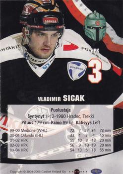 2004-05 Cardset Finland - Autographs Signature Plus #NNO Vladimir Sicak Back