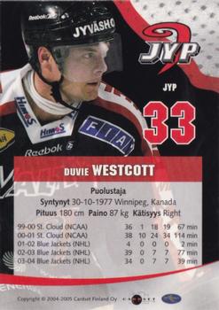 2004-05 Cardset Finland - Autographs Signature Plus #NNO Duvie Westcott Back