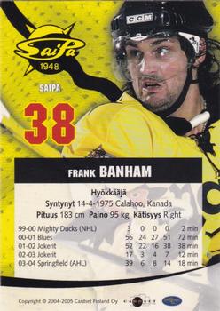 2004-05 Cardset Finland - Autographs Signature Plus #NNO Frank Banham Back