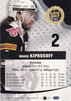 2004-05 Cardset Finland - Autographs Signature Plus #NNO Marko Kiprusoff Back