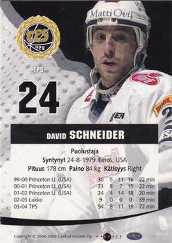 2004-05 Cardset Finland - Autographs Signature Plus #NNO David Schneider Back