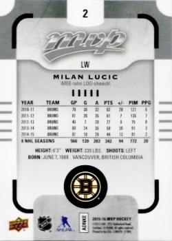 2015-16 Upper Deck MVP - Silver Script #2 Milan Lucic Back