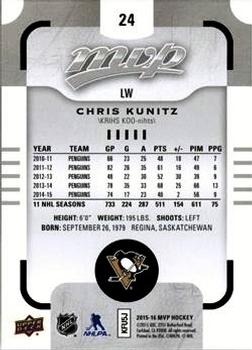 2015-16 Upper Deck MVP - Silver Script #24 Chris Kunitz Back