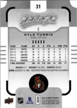 2015-16 Upper Deck MVP - Silver Script #31 Kyle Turris Back