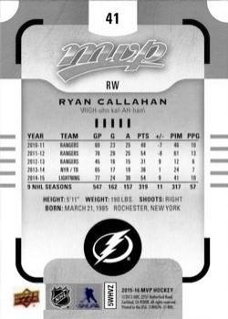 2015-16 Upper Deck MVP - Silver Script #41 Ryan Callahan Back