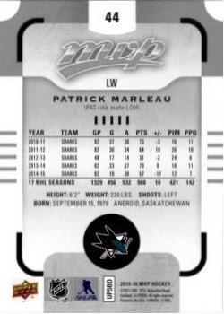 2015-16 Upper Deck MVP - Silver Script #44 Patrick Marleau Back